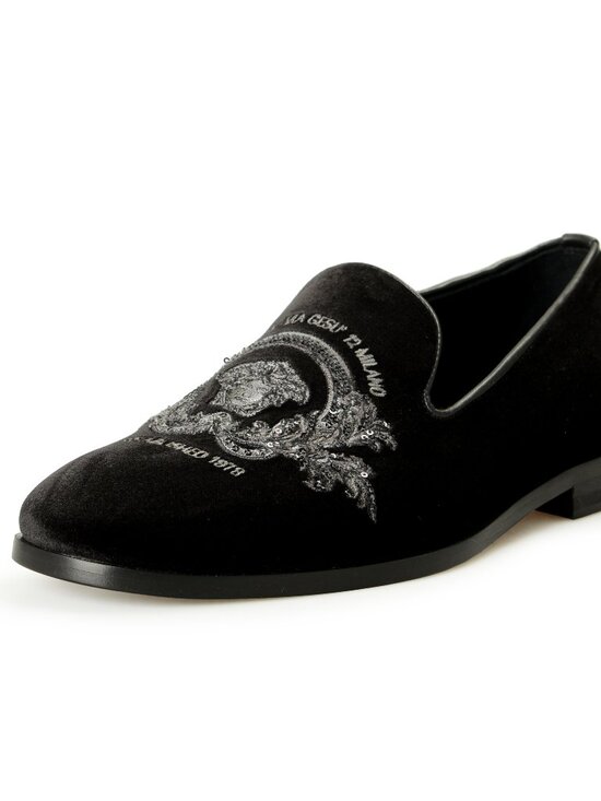 Versace Men\'s Velvet Embroidered Slippers Loafers Shoes US 7 IT 40 main image 5